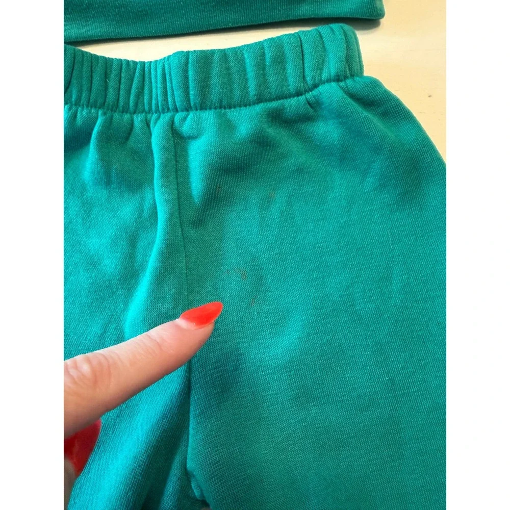 Vintage Little Miracles Teal Football Bear Tracksuit Set 6-9M‎ Sweatshirt Pants
